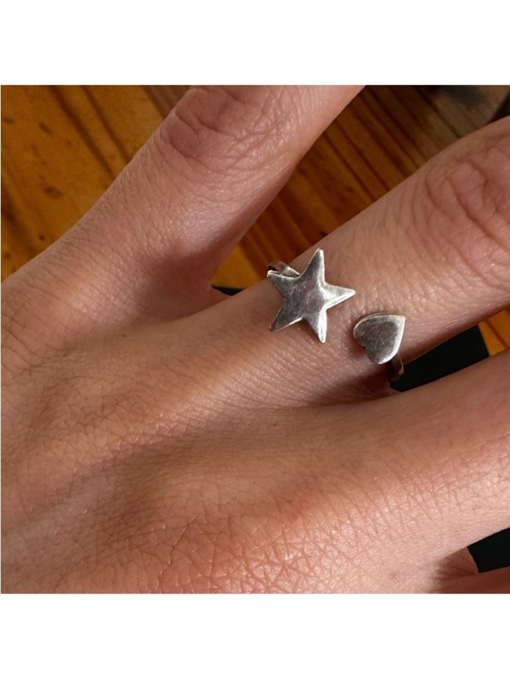 SAINT LAURENT Set of 2 Sterling Silver
Rings (Pair) Star Heart Safety Pin YSL - Picture 6 of 7